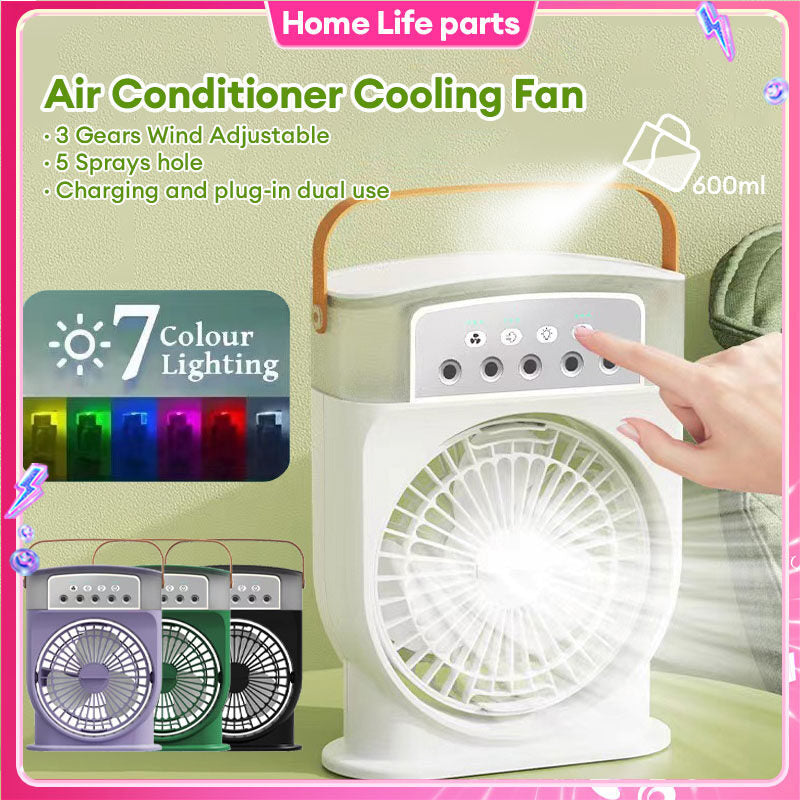 Portable USB Air Conditioner Cooling Fan With 5 Sprays 7 Color]