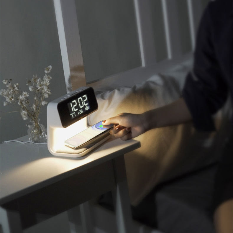 Creative 3 In 1 Bedside Lamp Wireless Charging LCD
