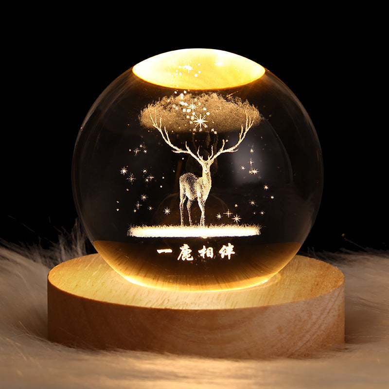 Luminous Starry Sky And Planets Moon Moon Crystal Ball Small Night