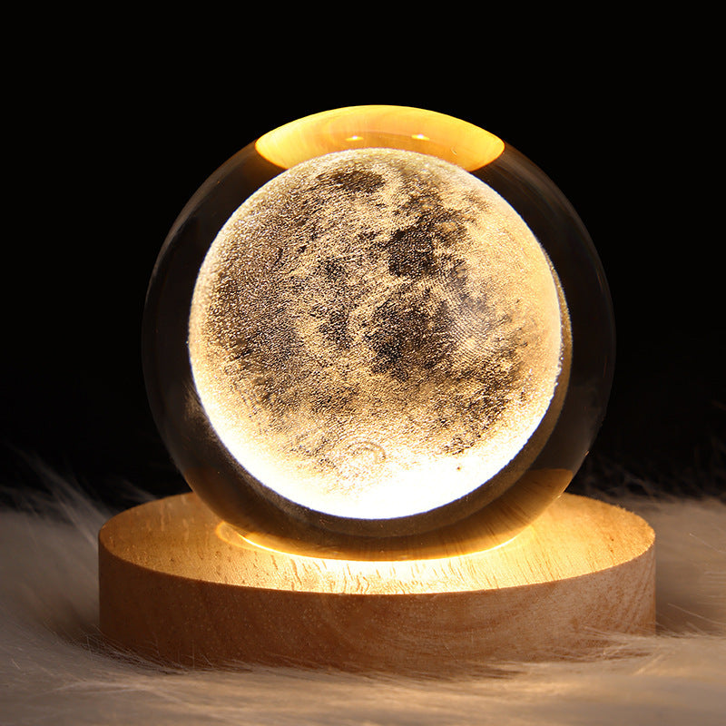 LED Night Light Galaxy Crystal Ball Table Lamp 3D Planet