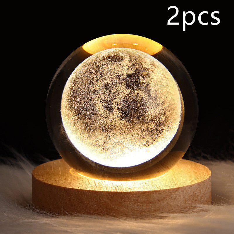LED Night Light Galaxy Crystal Ball Table Lamp 3D Planet
