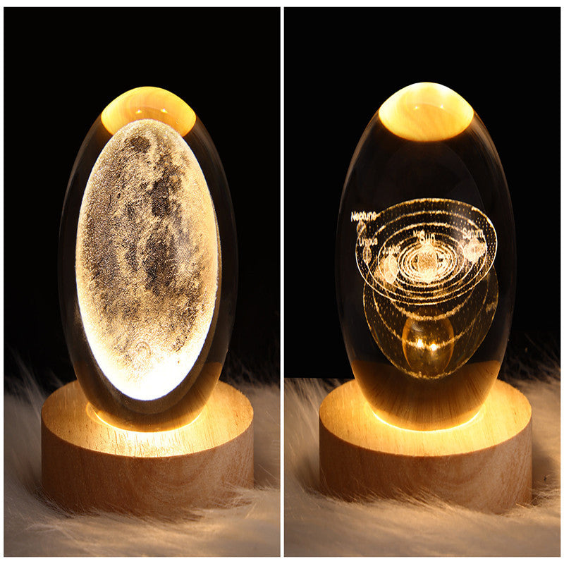 LED Night Light Galaxy Crystal Ball Table Lamp 3D Planet