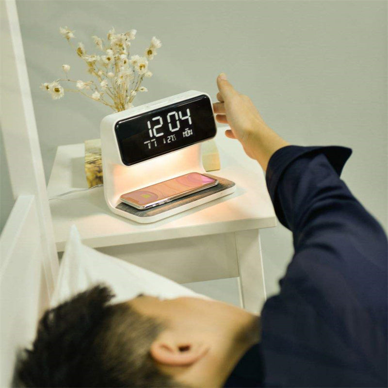 Creative 3 In 1 Bedside Lamp Wireless Charging LCD