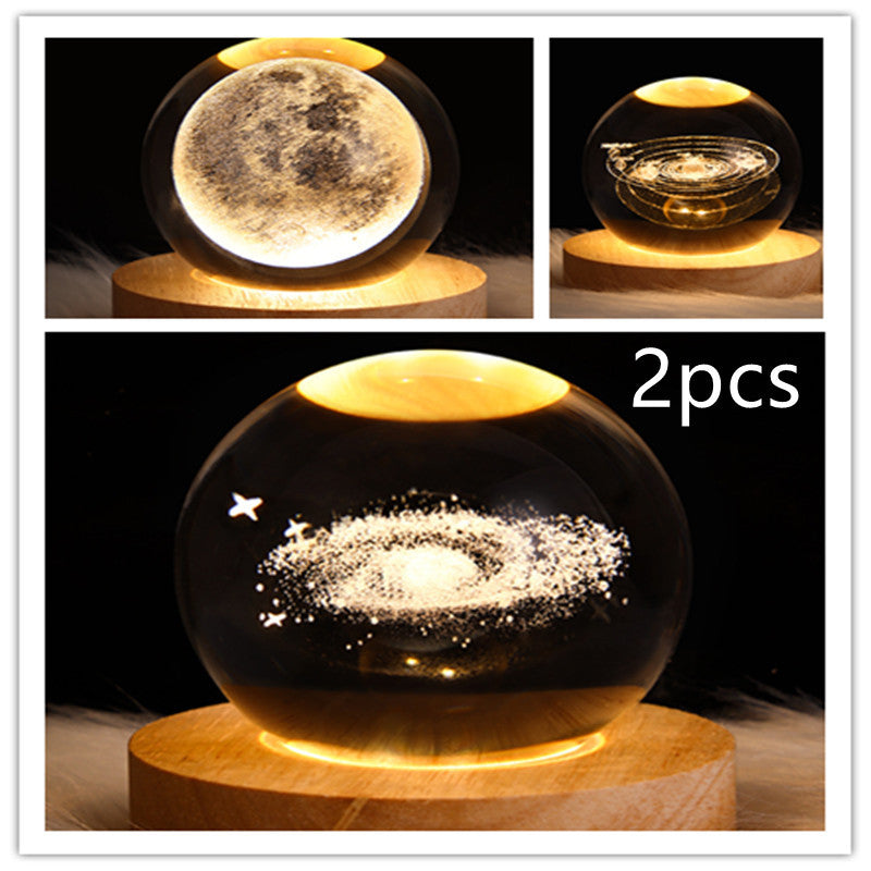 LED Night Light Galaxy Crystal Ball Table Lamp 3D Planet