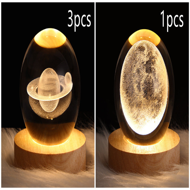 LED Night Light Galaxy Crystal Ball Table Lamp 3D Planet