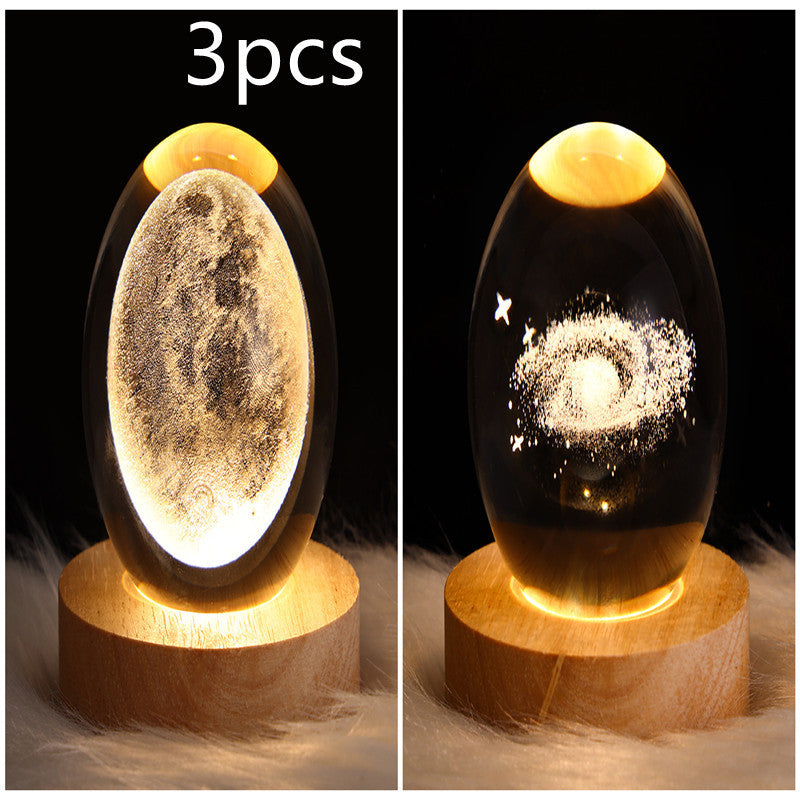 LED Night Light Galaxy Crystal Ball Table Lamp 3D Planet