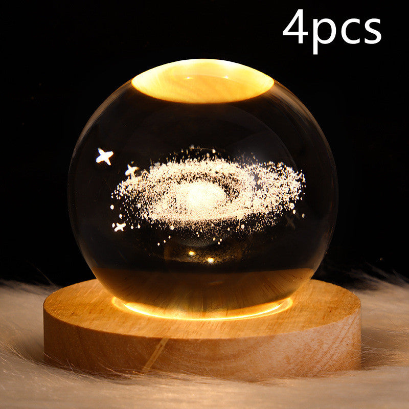 LED Night Light Galaxy Crystal Ball Table Lamp 3D Planet