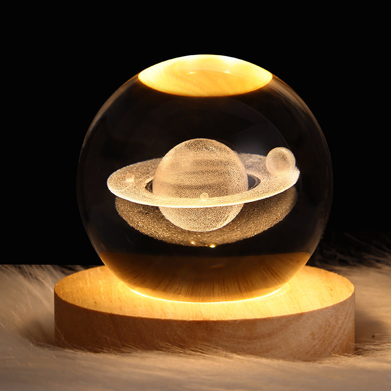 LED Night Light Galaxy Crystal Ball Table Lamp 3D Planet