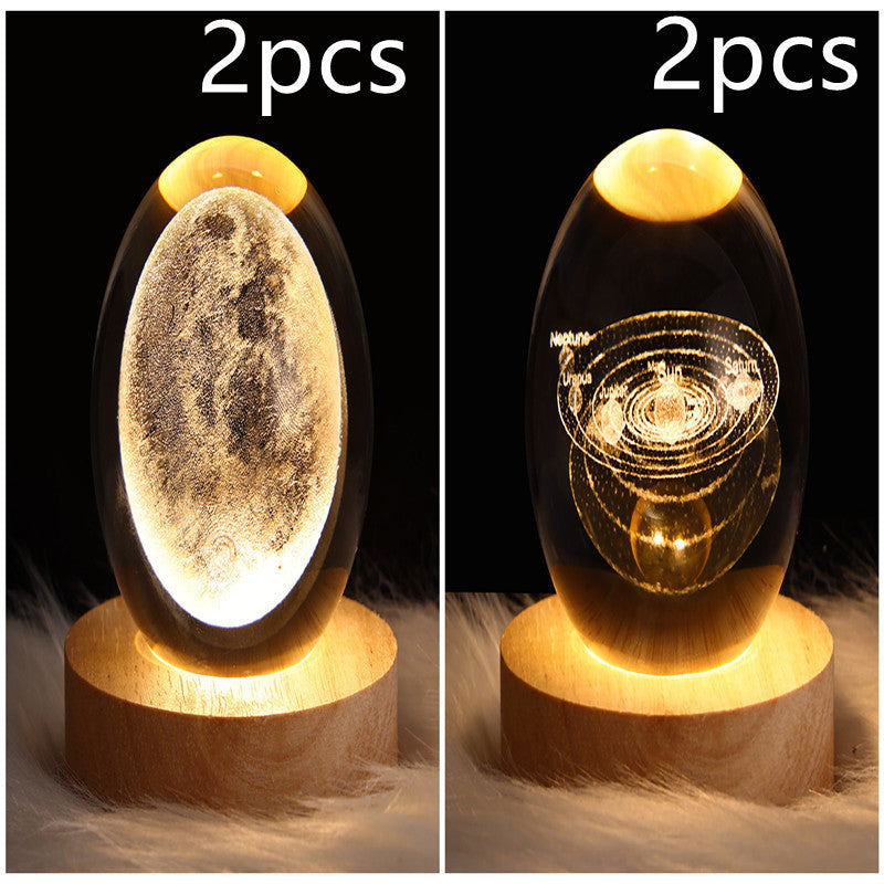 LED Night Light Galaxy Crystal Ball Table Lamp 3D Planet