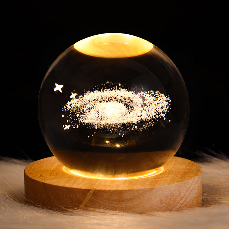 LED Night Light Galaxy Crystal Ball Table Lamp 3D Planet