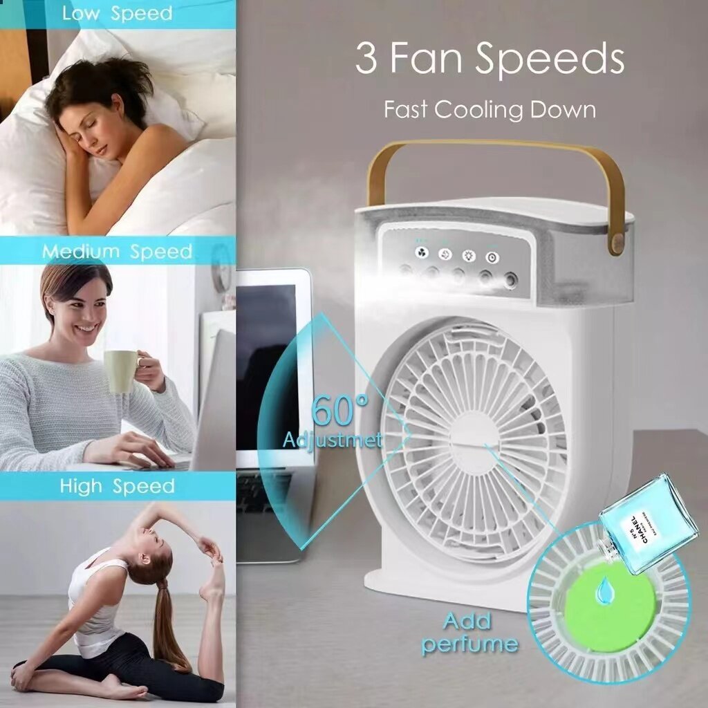 Portable USB Air Conditioner Cooling Fan With 5 Sprays 7 Color]