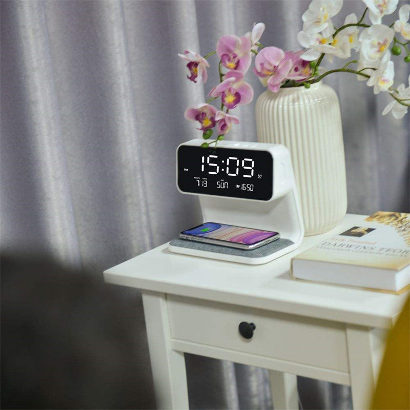 Creative 3 In 1 Bedside Lamp Wireless Charging LCD