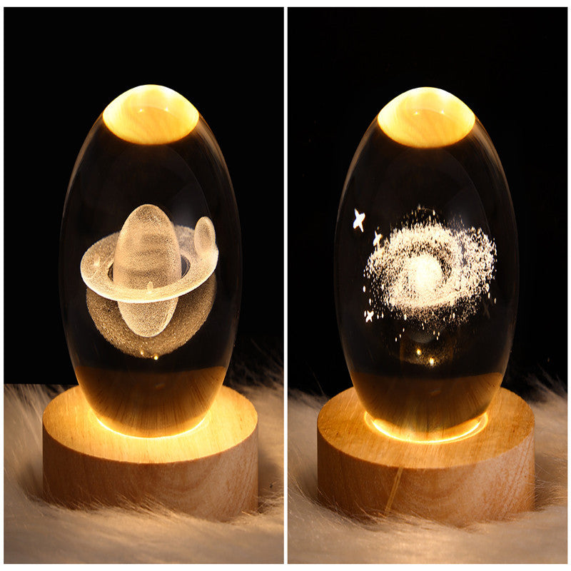 LED Night Light Galaxy Crystal Ball Table Lamp 3D Planet