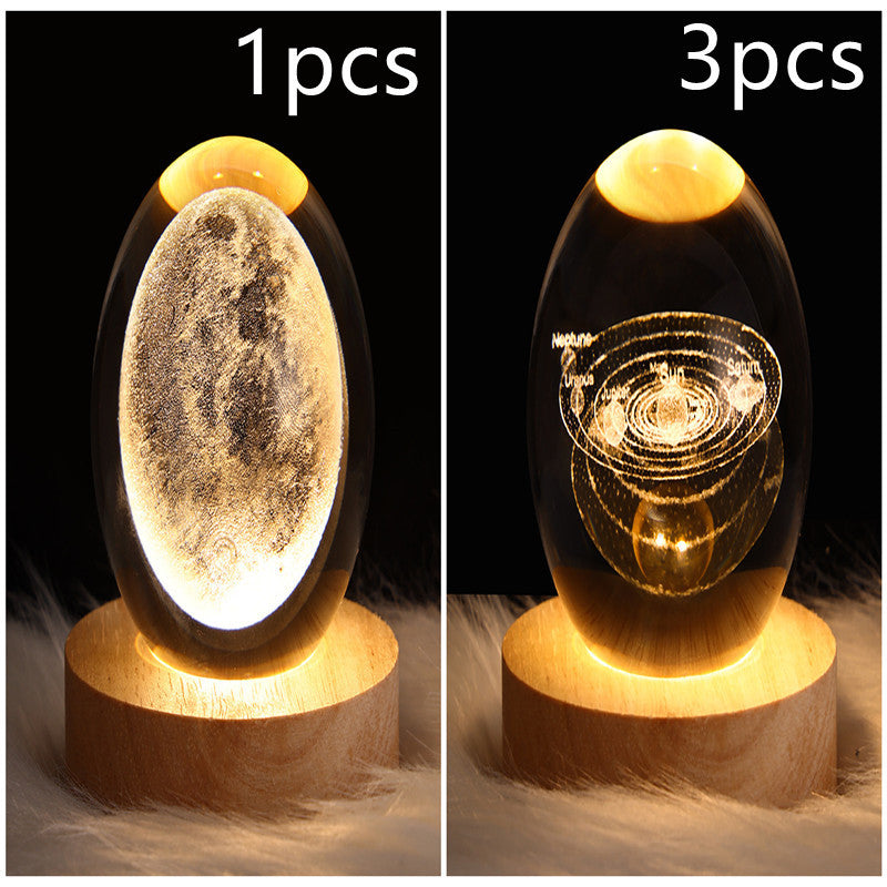 LED Night Light Galaxy Crystal Ball Table Lamp 3D Planet