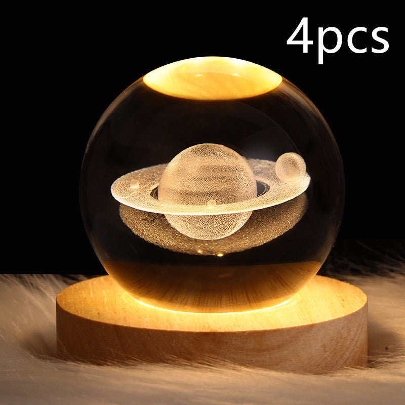 LED Night Light Galaxy Crystal Ball Table Lamp 3D Planet