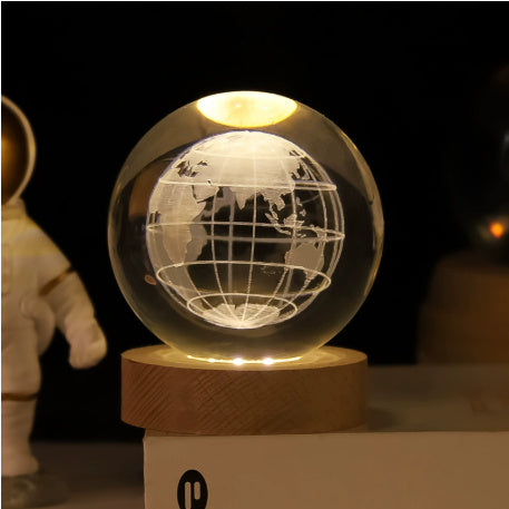 LED Night Light Galaxy Crystal Ball Table Lamp 3D Planet