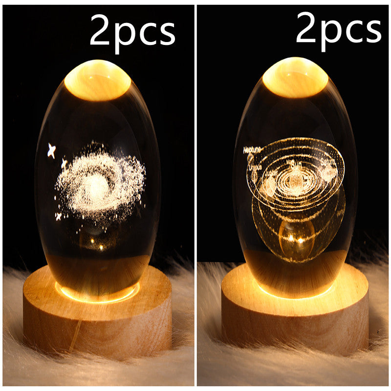 LED Night Light Galaxy Crystal Ball Table Lamp 3D Planet
