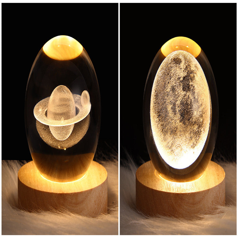 LED Night Light Galaxy Crystal Ball Table Lamp 3D Planet
