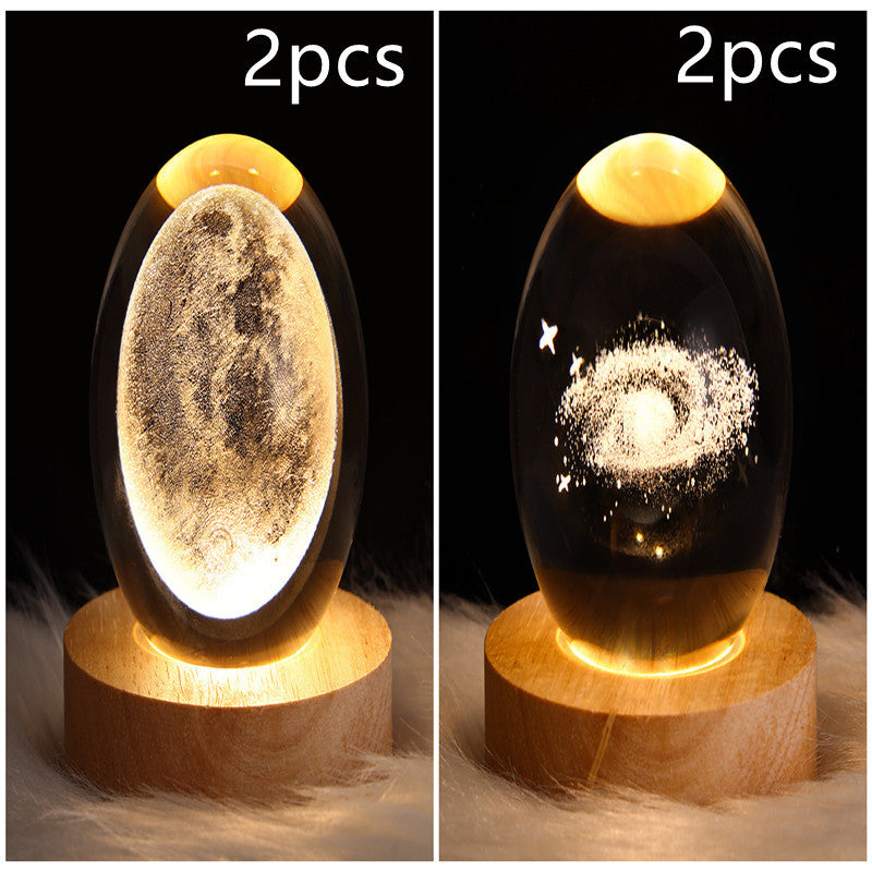 LED Night Light Galaxy Crystal Ball Table Lamp 3D Planet