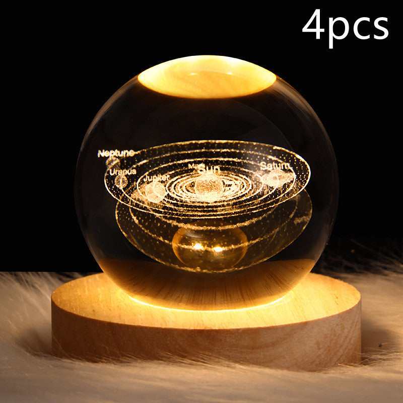 LED Night Light Galaxy Crystal Ball Table Lamp 3D Planet