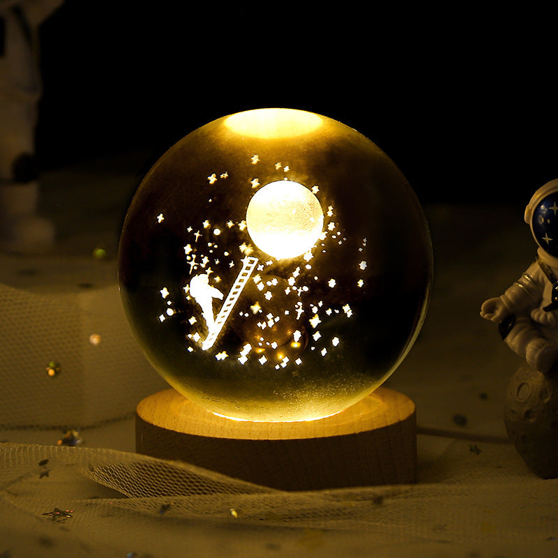 Luminous Starry Sky And Planets Moon Moon Crystal Ball Small Night