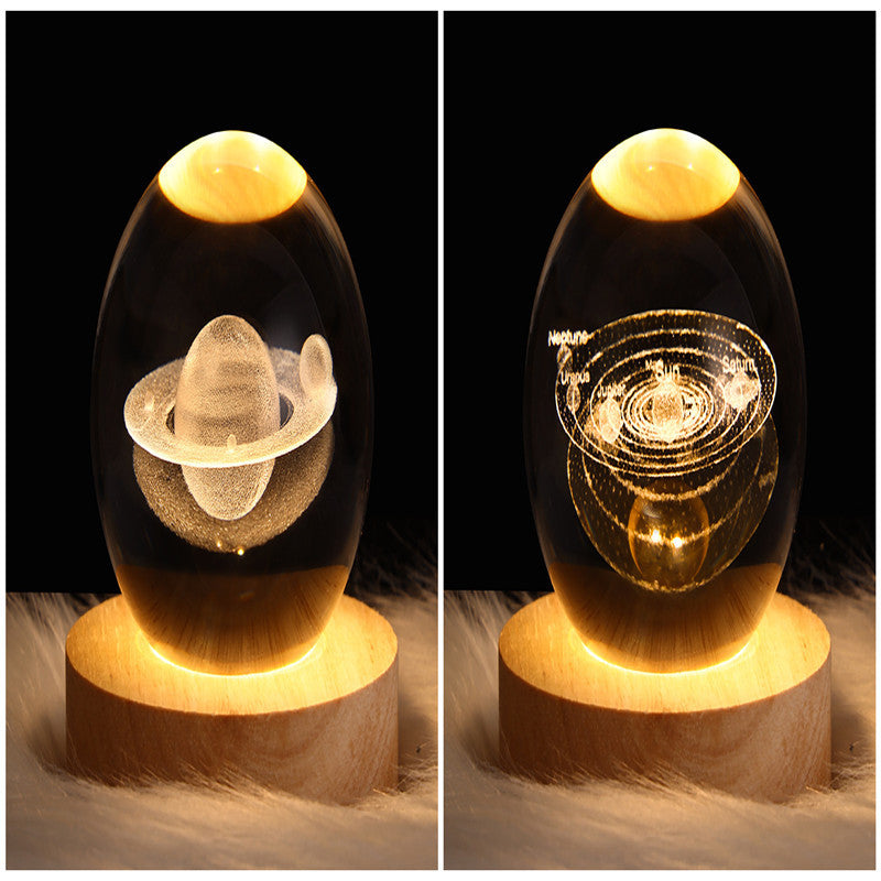LED Night Light Galaxy Crystal Ball Table Lamp 3D Planet