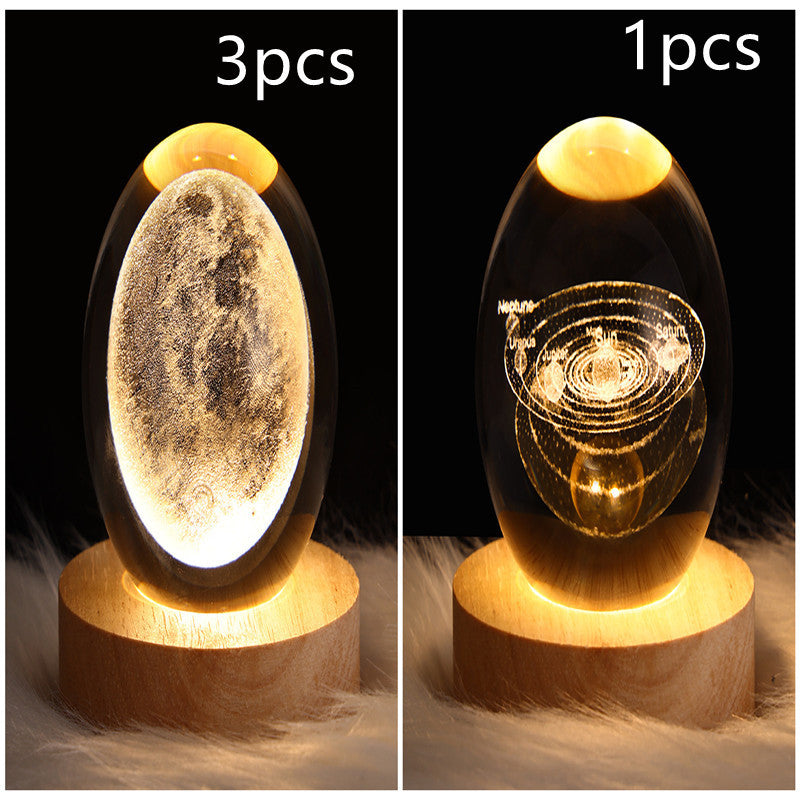 LED Night Light Galaxy Crystal Ball Table Lamp 3D Planet